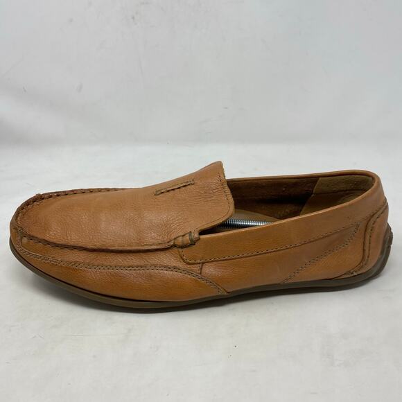 Clarks Tan/Carmel Leather Slip On Loafer Mocs Driver Shoes Mens Size 13 - Picture 2 of 7